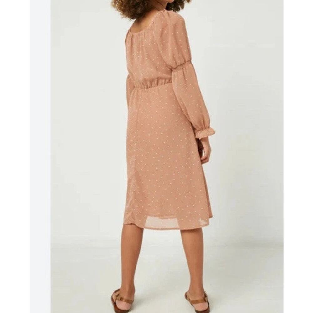 Hayden LA Ruffled Sleeves Swiss Dot Peasant Smocked Waist Dress Size Medium NWT